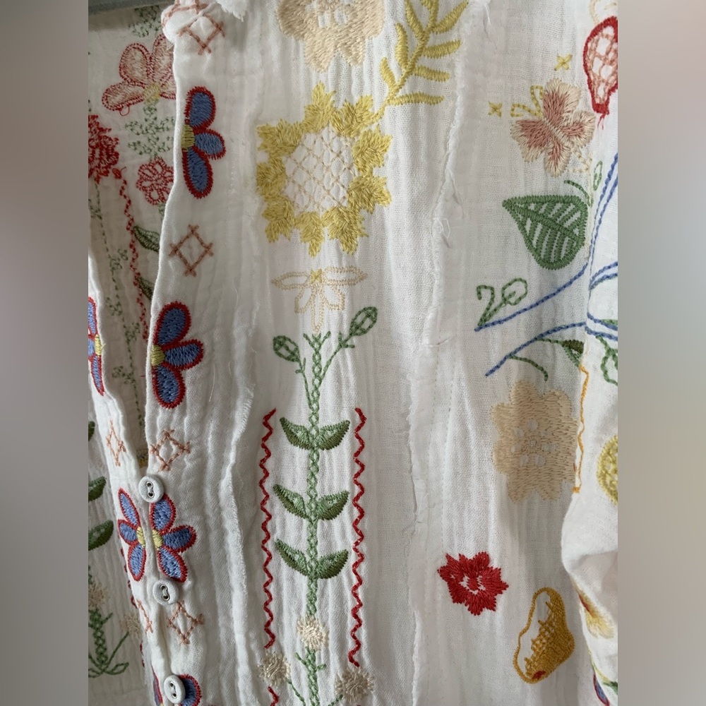 Johnny Was white Felicity Tunic embroidered blouse shirt NWOT size M - Picture 9 of 11